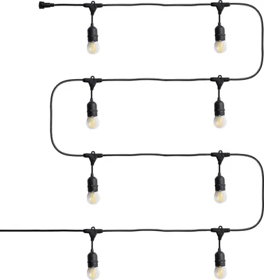 Produktbild von Set Girlande Waterproof 5.5 M Schwarz + 8 LED Lampen E27 Filament 4 W 4000K Neutralweiß
