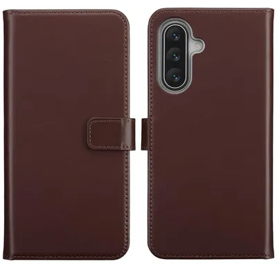 Imagen del producto de Funda de Cuero Auténtico tipo Libro para Samsung Galaxy A18 (4G) / A17 (4G/5G) - Marrón