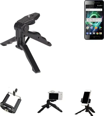 Produktbild von K-S-Trade Stativ Tisch-Ständer Dreibein Handy-Stativ Ständer kompatibel mit BQ Mobile BQ-5009L Trend Mini-Stativ Smartphone Tripod Handy-Stativ aus