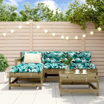 Produktbild von [Home] 5-tlg. Garten-Lounge-Set mit Kissen Imprägniertes Kiefernholz , Neue Mode 2024 im häuslichen Leben