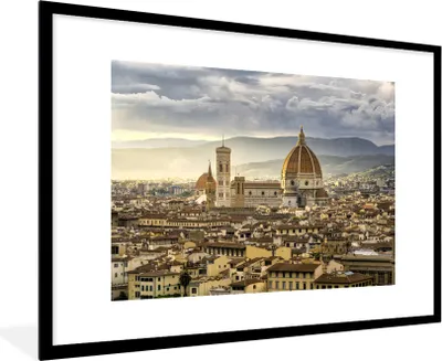 Produktbild von MuchoWow® MuchoWow® Gerahmtes Poster Italien - Sonnenuntergang - Florenz 90x60 cm - Poster mit zchwarzem Bilderrahmen - Wanddekoration - Fotos