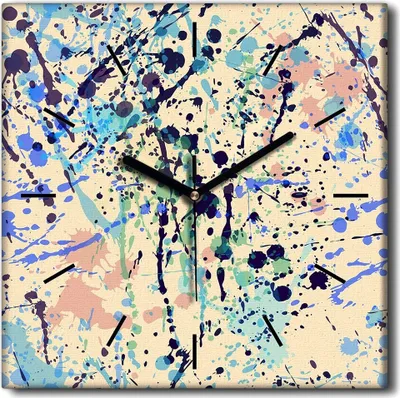 Produktbild von Coloray Uhr auf Leinwand 30x30 cm Wand Uhr Dekoration Wohnzimmer Segeltuch schwarze Hände -Abstraktion Kunst Aquarelle