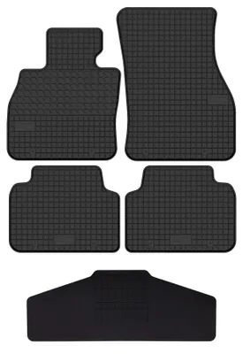 Productafbeelding van Rubberen automatten + tunnelmat voor Mini Cooper F55 2014-2024 (hatchback) – 5-delig, zwart, op maat – Wielganizator SolidTread