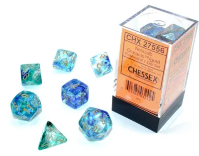 Produktbild von Chessex 7-Würfelset  Nebula Polyhedral Oceanic/Gold Luminary