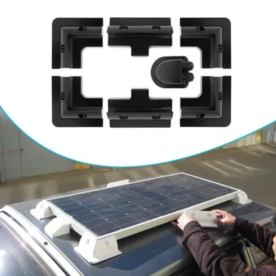 Produktbild von Solarpanel Halterung 7-teilig, Bohrfreie Solarmodul Montagehalterung für Wohnmobil Dach, Caravan, Camper, Yacht und Flachdach, Schwarz