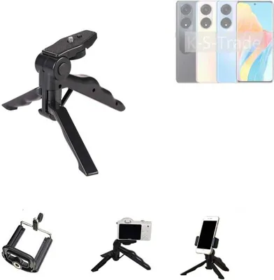 Produktbild von K-S-Trade Stativ Tisch-Ständer Dreibein Handy-Stativ Ständer kompatibel mit Oppo A1 5G Mini-Stativ Smartphone Tripod Handy-Stativ aus Plastik