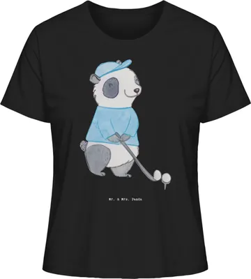 Produktbild von Mr. & Mrs. Panda Basic Shirt Damen Panda Golfen Größe S - Schwarz - Geschenk, T-Shirt, Golf spielen, Oberteil, Kurzarmshirt, Golfplatz, Golfturnier, Baumwoll, Verein