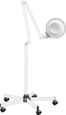 Produktbild von Kosmetische Lupenlampe - LED Standlampe mit Rollen - 24 W - 2400 lm - 12,5 cm Linse - 220 V - Weiß