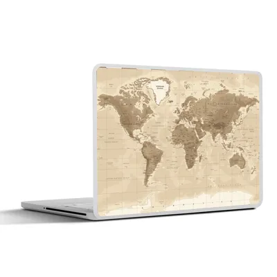 Produktbild von MuchoWow® Laptop Aufkleber Sticker Cover Weltkarte - Vintage - Braun 32.5x23.5 cm - Sticker für Laptop - Selbstklebend