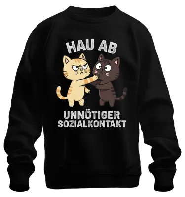 Produktbild von Hau Ab Unnötiger Sozialkontakt Katzen Lustig Misanthrop Sweatshirt Pullover, Schwarz, L