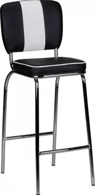 Produktbild von FineBuy 4er Set Barhocker American Diner Schwarz 50er Jahre Retro Barstuhl Sitzfläche mit Rücken-Lehne Fußstütze Sitzhöhe 76 cm