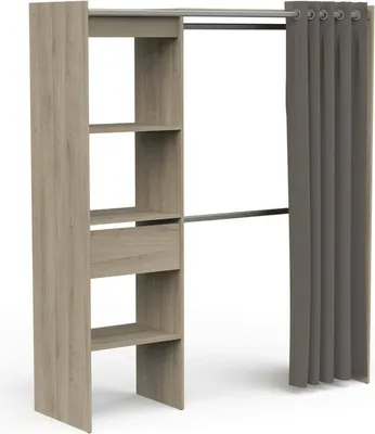 Produktbild von Großer Kleiderschrank Doubs, Schlafzimmermöbel, Schrank, Garderobe, 167x50 h192 cm, Eiche und Mattweiß