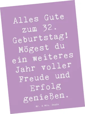 Produktbild von Mr. & Mrs. Panda Postkarte Spruch 32. Geburtstag - Lavendeltraum - Geschenk, Glückwunsch, feiern, Alles Gute zum, einzelkarte, Ansichtskarten, Postkarten, Panda-Charme