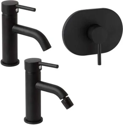 Immagine prodotto di Set 3 miscelatori lavabo, bidet, e doccia da incasso nero opaco | Fassa