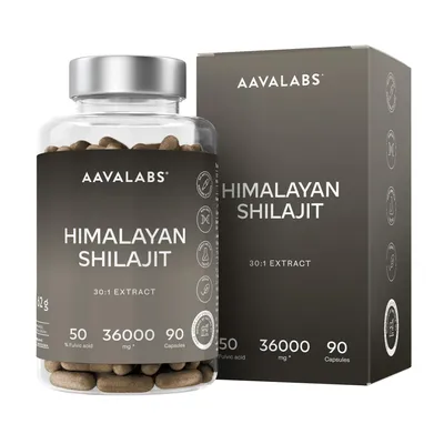 Produktbild von Aavalabs Shilajit Kapseln | 50% Fulvinsäure | Himalaya Extrakt 30:1