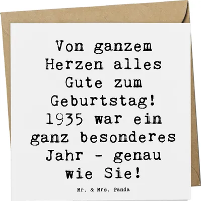 Produktbild von Mr. & Mrs. Panda Grußkarte Spruch 1935 Geburtstag - Weiß - Geschenk, anlasskarte, Jahrgang, feiern, Geburtstagsfeier, doppelkarte, Happy Birthday, faltkarte, Glückwunsch