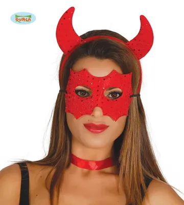Produktbild von rote y Teufel Dämon Maske mit Hörnern