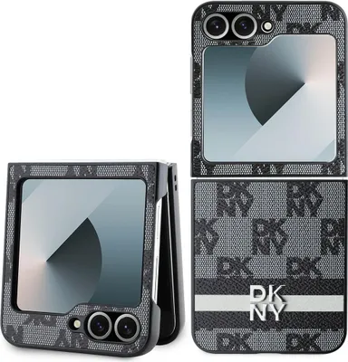 Obrázok produktu pre Etui Dkny Károvaný vzor s potlačou pruhov na Samsung Galaxy Z Flip 6 - Čierne