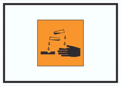Produktbild von Schild Gefahrensymbol ätzend Symbol A0 Rückseite selbstklebend