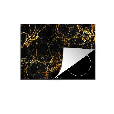 Produktbild von KitchenYeah© Herdabdeckplatte Gold - Marmor - Glitzer - Luxus , 71x52cm, Küche Deko, Glaskeramikkochfeld Herdabdeckung, Abdeckplatte fùr Kochfeld