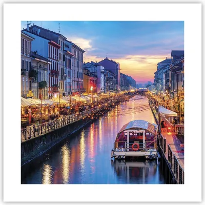 Produktbild von Poster - Poster ohne Rahmen - Kanal Grande Abend - 40x40 cm - Wand Bild - Wanddeko - Wandbilder - Kunstposter - Wandposter - Bilder - Kunstdruck - Wanddekoration - Wandbild - P2XAC40x40-4331