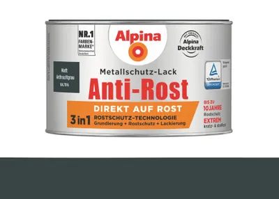 Produktbild von Alpina Metallschutzlack Anti-Rost Anthrazitgrau 300 ml matt