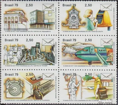 Produktbild von Briefmarken Brasilien 1979 Mi 1696-1701 Sechserblock (kompl.Ausg.) postfrisch Post- und Fernmeldeverwaltung