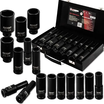 Produktbild von FORCEKRAFT Satz LANGER Schlagschraubendreher-Einsätze 1/2" 16 TEILE 10-36 mm