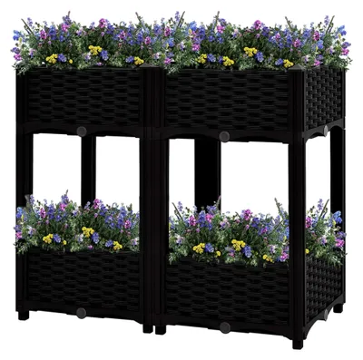 Produktbild von Hochbeet 80x40x71 cm aus Polypropylen, Palettenrahmen, Hochteich, Gemüsebeet, Kräuterregal für Balkon, Blumenbeet, Kräuterspirale, Tomatenbeet, Pflanzhochbeet