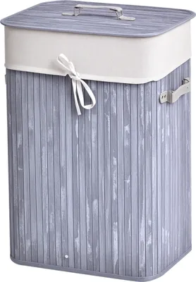 Produktbild von Wäschekorb schmal mit Deckel 72L Wäschesammler mit Griff, herausnehmbarer Wäschesack, Wäschebox für Waschküche Schlafzimmer Badezimmer, Grau