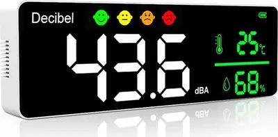 Obrázok produktu pre Decibelomer - Digitálny merač hladiny zvuku - Presný - Rozsah od 30 dB do 130 dB - Merač hladiny zvuku - LED displej - Profesionálne meranie zvuku