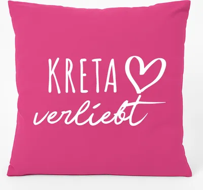 Produktbild von Huuraa Kissen Kreta verliebt 40x40cm mit Füllung Fuchsia Baumwolle Dekokissen Geschenkidee