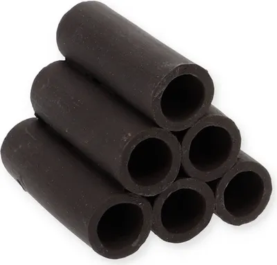 Produktbild von garpet Aquarium Dekoration Pyramide aus gebranntem Ton, Schwarz, 6er Set Garnelenröhren, Krebshöhlen, Welsröhren, Laichröhren, Außen 6,5x6x6,5 cm, Innen Ø 1,5 cm, handgefertigt, für Moosdekorationen