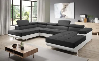 Produktbild von FurMeb24 - Ecksofa MANDANA U - RECHTE SEITE , Sofa mit Bettk€sten und Schlaffunktion - Orinoco 100 + Madryt 120