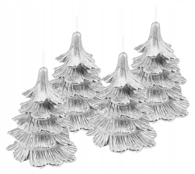 Produktbild von Drobo Weihnachtsbaum Kerzen 10 cm Silber 4 Stück