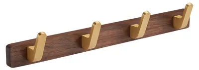 Obrázek produktu pro Nástěnný věšák na oblečení se 4 háčky a dřevěnou základnou