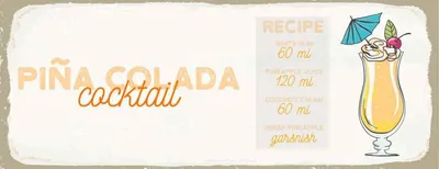 Produktbild von vianmo Holzschild 10x27 cm Pina Colada Cocktail Recipe Essen Trinken