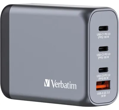 Obrázek produktu pro Verbatim GNC-100 GaN Charger 4 Port 100W USB A/C (EU/UK/US)