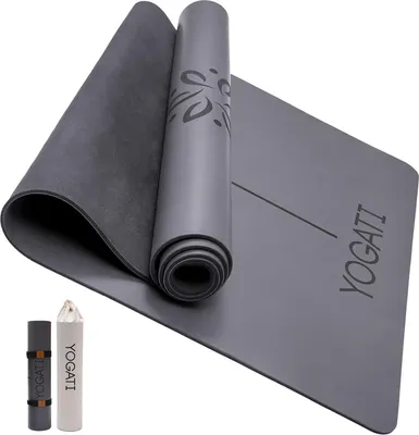 Produktbild von YOGATI Yogamatte rutschfest aus Naturkautschuk. Yoga matte mit Yogatasche und Tragegurt. Ideale Sportmatte als Gymnastikmatte, Pilates matte,
