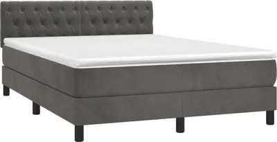 Produktbild von vidaXL Boxspringbett mit Matratze Dunkelgrau 140x200 cm Samt