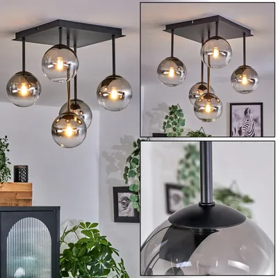 Produktbild von Isorella Deckenlampe aus Metall/Glas in Schwarz/Rauchfarben/Klar