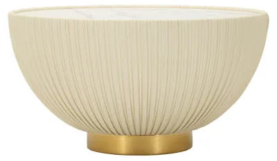Produktbild von Elge Couchtisch – Glamouröses Design mit geriffeltem Fuß und Tischplatte in Marmoroptik, Golddetails, Ø 71 x 38 cm – 940