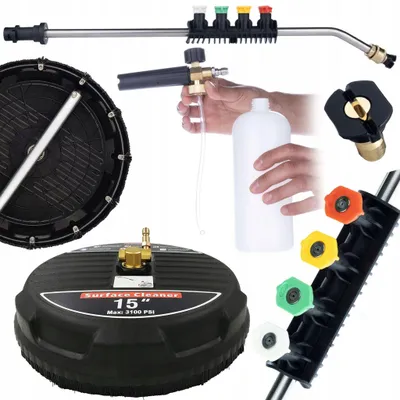 Productafbeelding van T-Racer 15" Schrobborstel Set – 15° Hogedruklans 1/4", 5 Spuitmondjes, Schuimpistool 1000ml | 160 bar, 450-650 l/h | voor Terras