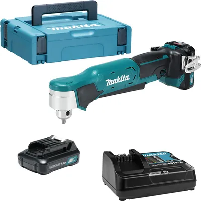 Produktbild von Makita DA332DSYJ, Rechtwinkelbohrmaschine, Schwarz, Blau, 1 cm, 1100 RPM, 1,2 cm, 1 cm