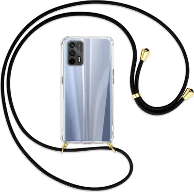 Produktbild von Handykette Backcover-Schutzhülle mit Band (Metall goldfarben) für Realme GT 5G (RMX2202) - schwarz