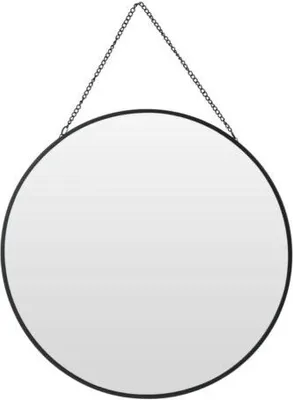 Produktbild von Spiegel rund Wandspiegel Metall schwarz Glas Schminkspiegel Dekospiegel Rund