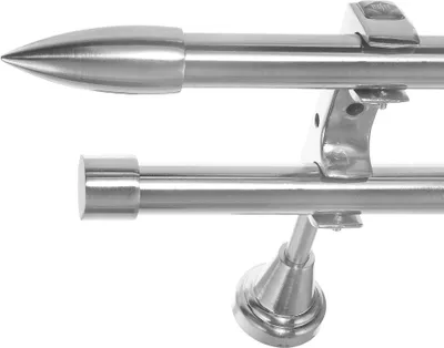 Produktbild von Edelstahl Look Gardinenstange Ø 20mm Wandträger 2-läufig zweiläufig Wandbefestigung Spitze H60 E82E30 RR