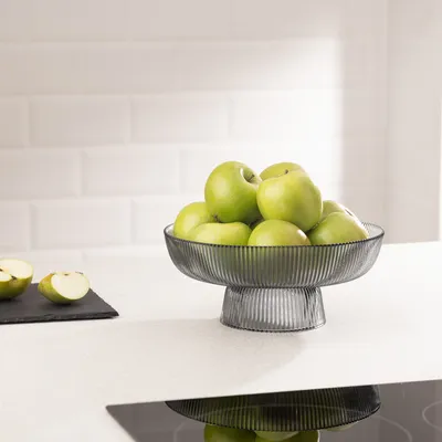 Produktbild von Navaris Frucht Schüssel aus Glas - schwarze Glasschüssel für Früchte Salat Deko - Salatschüssel - Deko Schale aus solidem Glas - Bowl Schüssel -