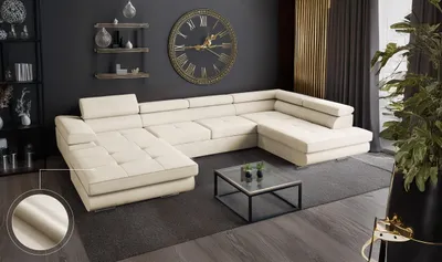 Produktbild von Wohnlandschaft mit Schlaffunktion, Couch für Wohnzimmer - Schlafsofa - Eckcouch