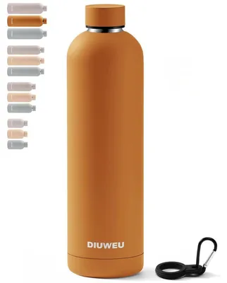 Obrázok produktu pre Nerezová fľaša na pitie, termofľaša s karabínkou, objem 1000 ml, farba: oranžová